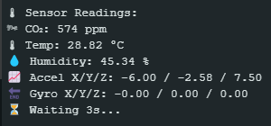 First Sensor Readings